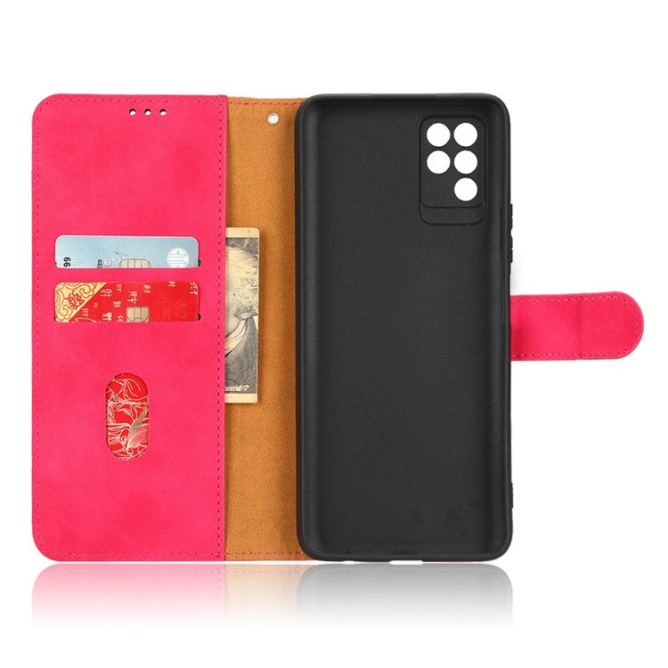 Phone Shockproof Cover for Infinix Note 10, Skin-Touch Feeling PU Leather Wallet Case with Stand Feature - Red