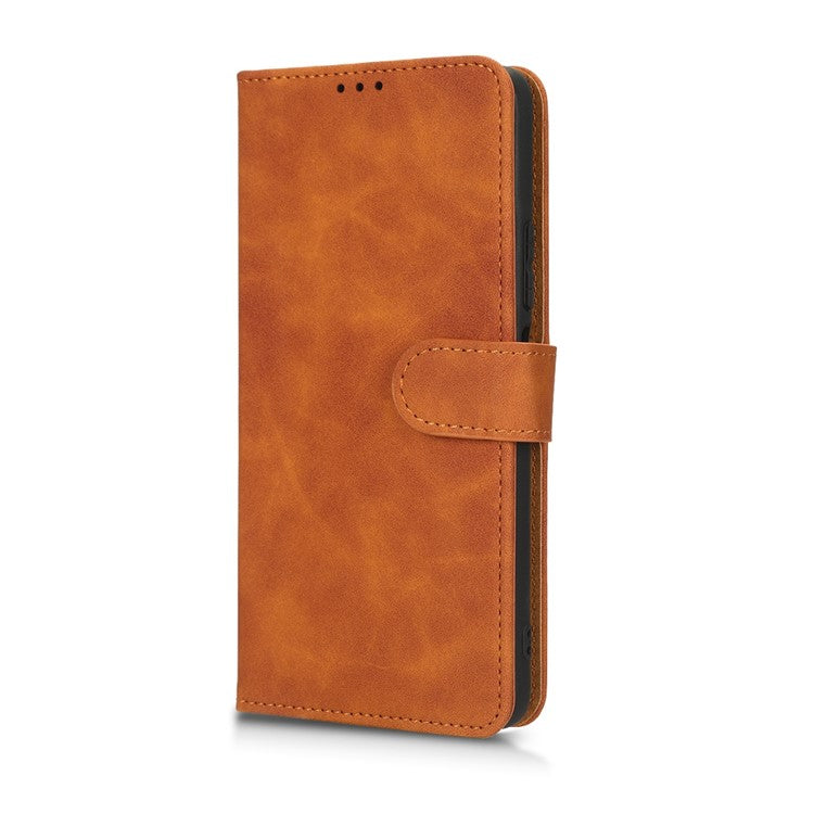 Phone Shockproof Cover for Infinix Note 10, Skin-Touch Feeling PU Leather Wallet Case with Stand Feature - Brown
