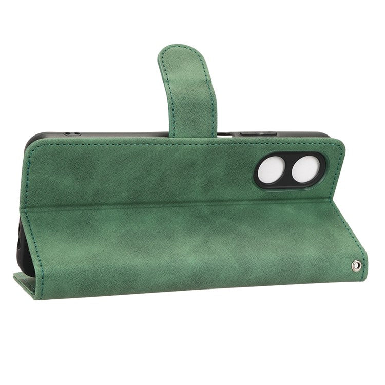 Phone Cover for Oppo A17 4G / A17k 4G , Well-protected Skin-touch Feeling PU Leather Wallet Case with Stand Feature - Green