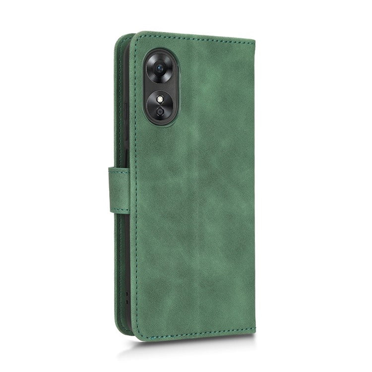 Phone Cover for Oppo A17 4G / A17k 4G , Well-protected Skin-touch Feeling PU Leather Wallet Case with Stand Feature - Green