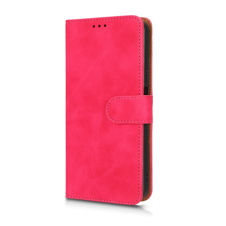 Phone Cover for Oppo A17 4G / A17k 4G , Well-protected Skin-touch Feeling PU Leather Wallet Case with Stand Feature - Red