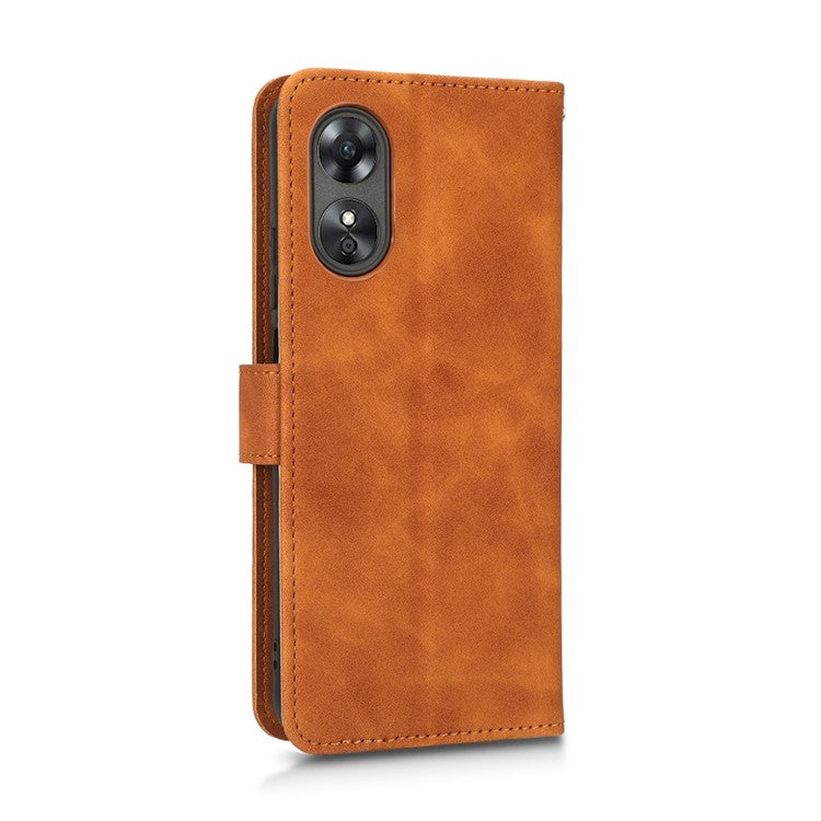 Phone Cover for Oppo A17 4G / A17k 4G , Well-protected Skin-touch Feeling PU Leather Wallet Case with Stand Feature - Brown