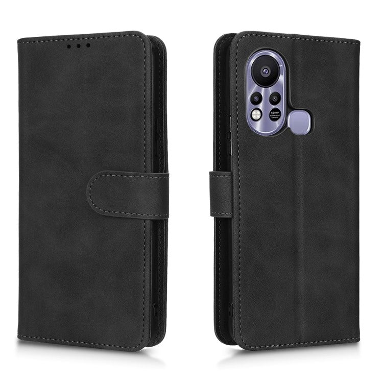 Phone Cover for Infinix Hot 11s, Magnetic Clasp Skin-Touch Feeling PU Leather Wallet Case with Stand Feature - Black