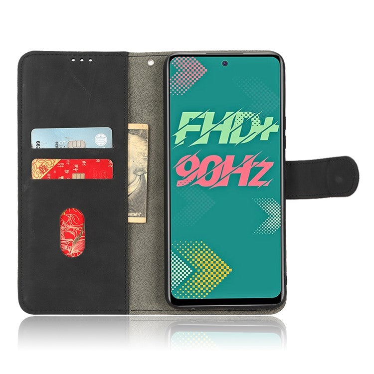 Phone Cover for Infinix Hot 11s, Magnetic Clasp Skin-Touch Feeling PU Leather Wallet Case with Stand Feature - Black