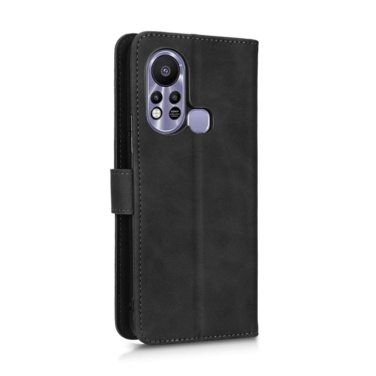 Phone Cover for Infinix Hot 11s, Magnetic Clasp Skin-Touch Feeling PU Leather Wallet Case with Stand Feature - Black