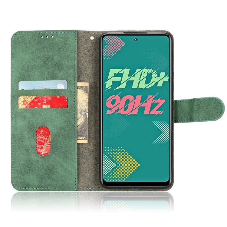 Phone Cover for Infinix Hot 11s, Magnetic Clasp Skin-Touch Feeling PU Leather Wallet Case with Stand Feature - Green