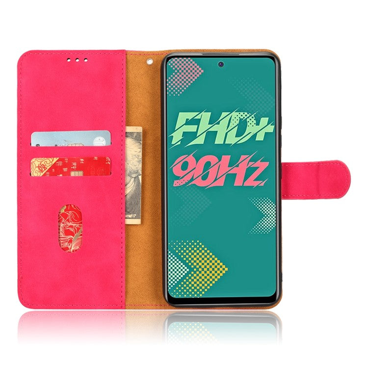 Phone Cover for Infinix Hot 11s, Magnetic Clasp Skin-Touch Feeling PU Leather Wallet Case with Stand Feature - Red