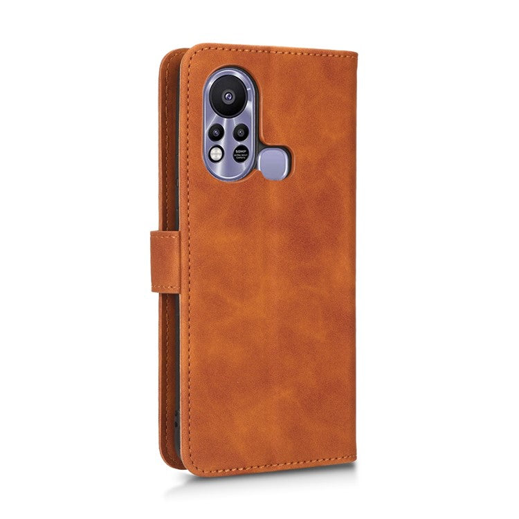 Phone Cover for Infinix Hot 11s, Magnetic Clasp Skin-Touch Feeling PU Leather Wallet Case with Stand Feature - Brown