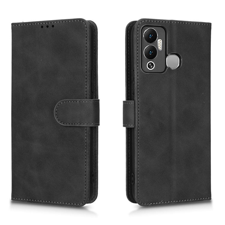 Phone Cover for Infinix Hot 12 Play 4G, Skin-Touch Feeling Book Style PU Leather Wallet Case with Stand Feature - Black
