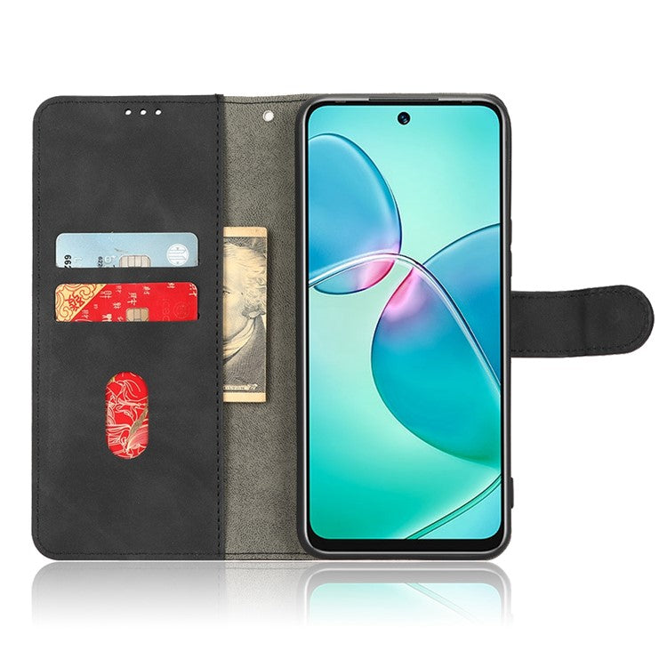 Phone Cover for Infinix Hot 12 Play 4G, Skin-Touch Feeling Book Style PU Leather Wallet Case with Stand Feature - Black