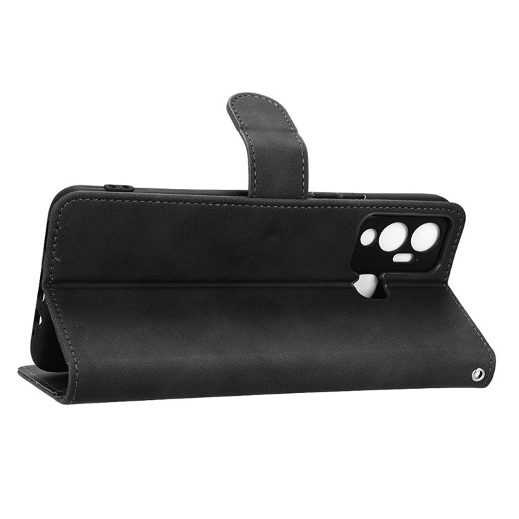 Phone Cover for Infinix Hot 12 Play 4G, Skin-Touch Feeling Book Style PU Leather Wallet Case with Stand Feature - Black