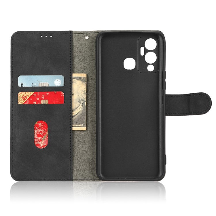 Phone Cover for Infinix Hot 12 Play 4G, Skin-Touch Feeling Book Style PU Leather Wallet Case with Stand Feature - Black