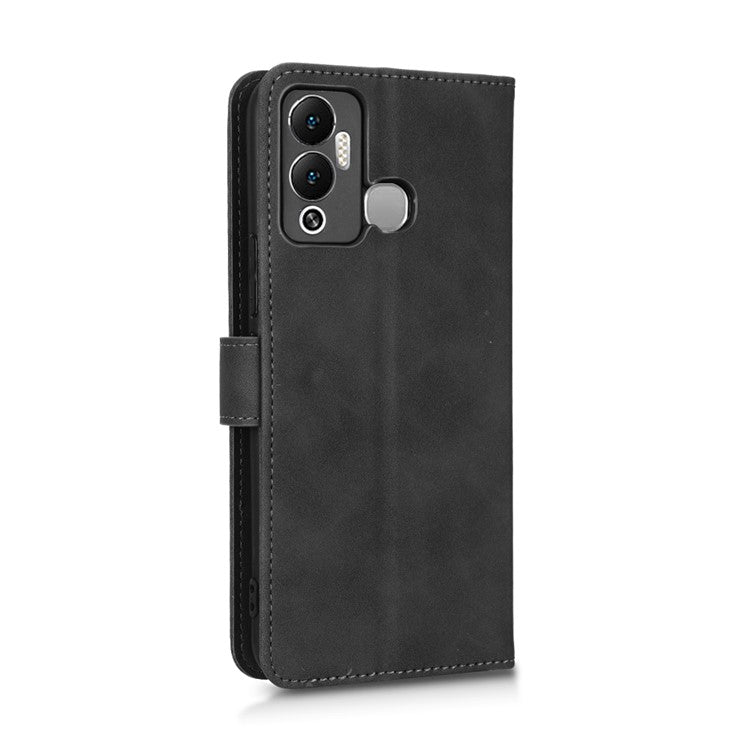 Phone Cover for Infinix Hot 12 Play 4G, Skin-Touch Feeling Book Style PU Leather Wallet Case with Stand Feature - Black