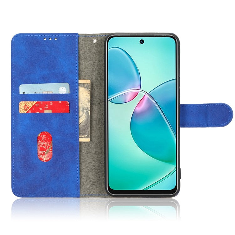 Phone Cover for Infinix Hot 12 Play 4G, Skin-Touch Feeling Book Style PU Leather Wallet Case with Stand Feature - Blue