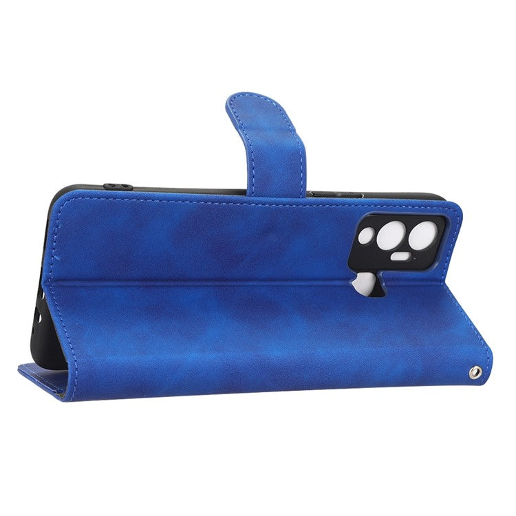 Phone Cover for Infinix Hot 12 Play 4G, Skin-Touch Feeling Book Style PU Leather Wallet Case with Stand Feature - Blue