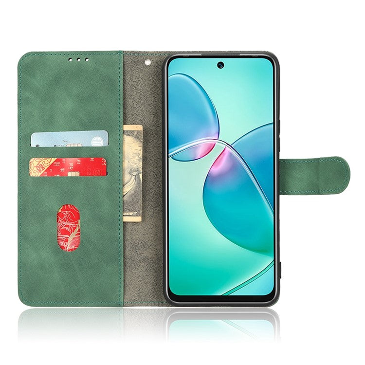 Phone Cover for Infinix Hot 12 Play 4G, Skin-Touch Feeling Book Style PU Leather Wallet Case with Stand Feature - Green