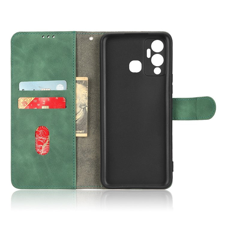 Phone Cover for Infinix Hot 12 Play 4G, Skin-Touch Feeling Book Style PU Leather Wallet Case with Stand Feature - Green