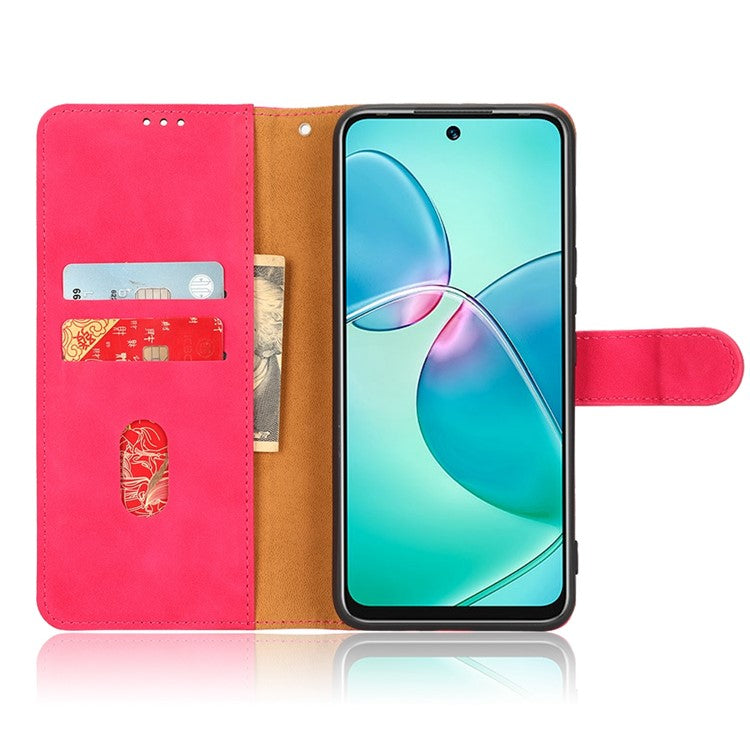 Phone Cover for Infinix Hot 12 Play 4G, Skin-Touch Feeling Book Style PU Leather Wallet Case with Stand Feature - Red