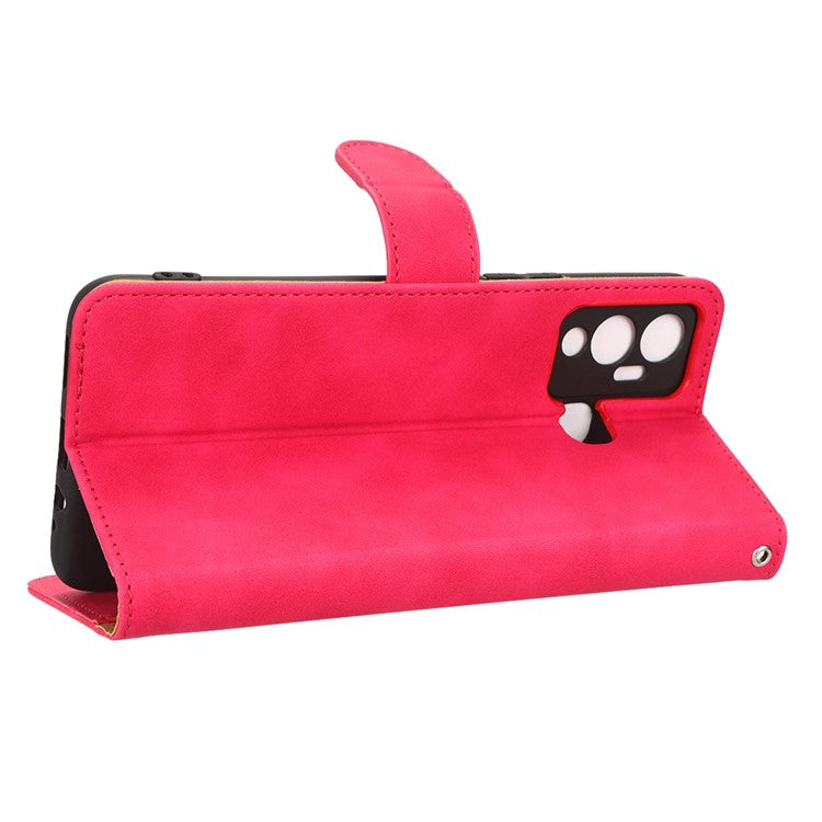 Phone Cover for Infinix Hot 12 Play 4G, Skin-Touch Feeling Book Style PU Leather Wallet Case with Stand Feature - Red