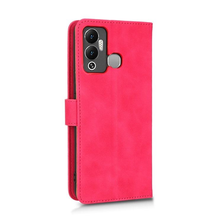 Phone Cover for Infinix Hot 12 Play 4G, Skin-Touch Feeling Book Style PU Leather Wallet Case with Stand Feature - Red
