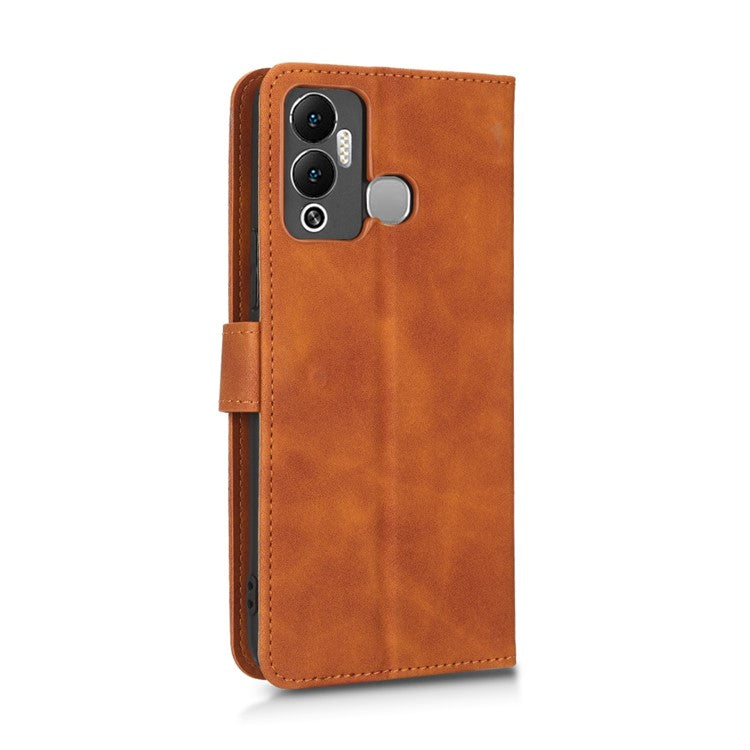 Phone Cover for Infinix Hot 12 Play 4G, Skin-Touch Feeling Book Style PU Leather Wallet Case with Stand Feature - Brown