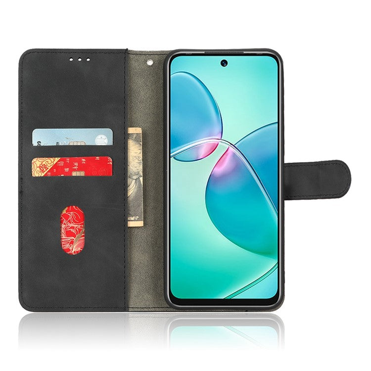 Phone Cover for Infinix Hot 12i 4G, Scratch Proof Skin-Touch Feeling PU Leather Wallet Case with Stand Feature - Black