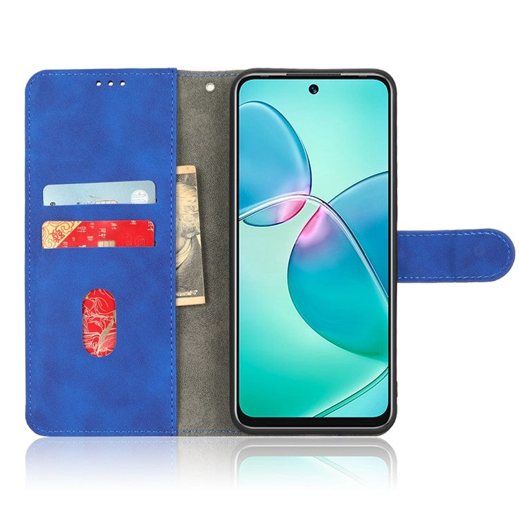 Phone Cover for Infinix Hot 12i 4G, Scratch Proof Skin-Touch Feeling PU Leather Wallet Case with Stand Feature - Blue