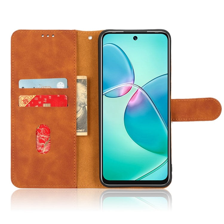 Phone Cover for Infinix Hot 12i 4G, Scratch Proof Skin-Touch Feeling PU Leather Wallet Case with Stand Feature - Brown