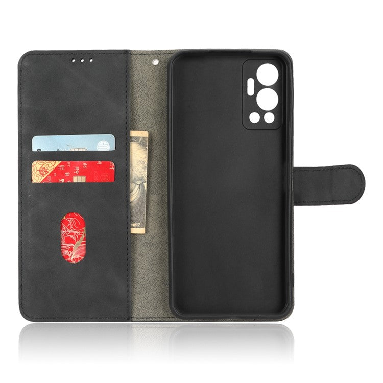 Phone Cover for Infinix Hot 12 4G, Bump Proof Skin-Touch Feeling PU Leather Wallet Case with Stand Feature - Black