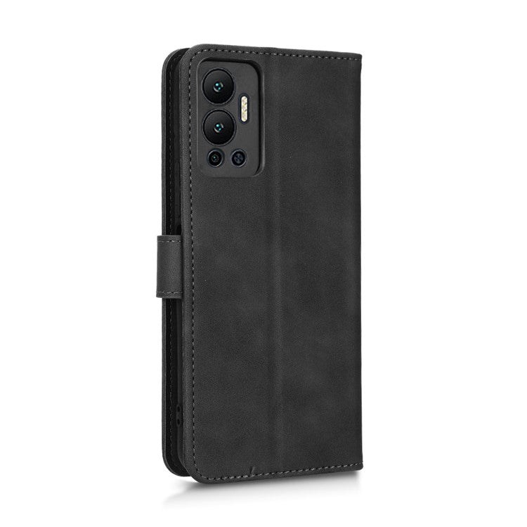 Phone Cover for Infinix Hot 12 4G, Bump Proof Skin-Touch Feeling PU Leather Wallet Case with Stand Feature - Black