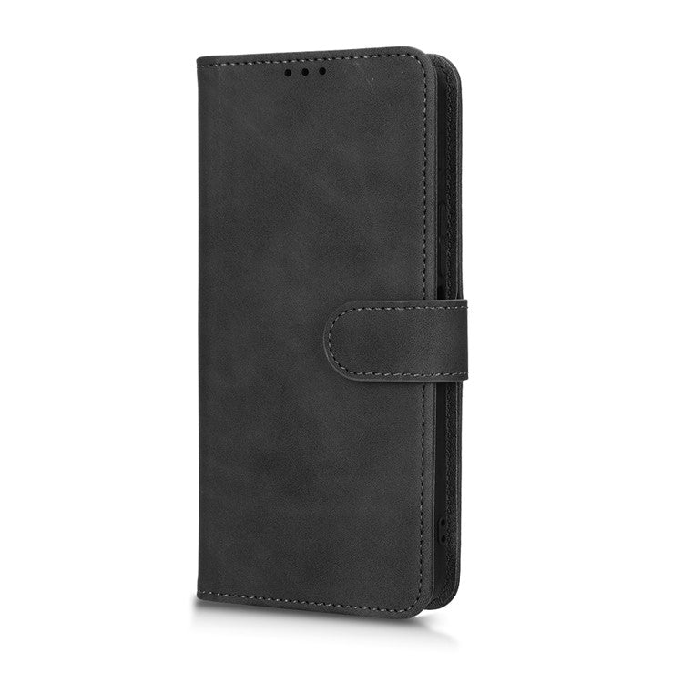 Phone Cover for Infinix Hot 12 4G, Bump Proof Skin-Touch Feeling PU Leather Wallet Case with Stand Feature - Black