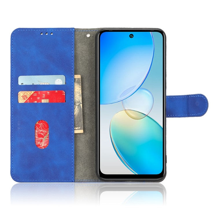 Phone Cover for Infinix Hot 12 4G, Bump Proof Skin-Touch Feeling PU Leather Wallet Case with Stand Feature - Blue