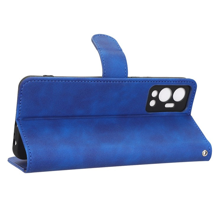 Phone Cover for Infinix Hot 12 4G, Bump Proof Skin-Touch Feeling PU Leather Wallet Case with Stand Feature - Blue