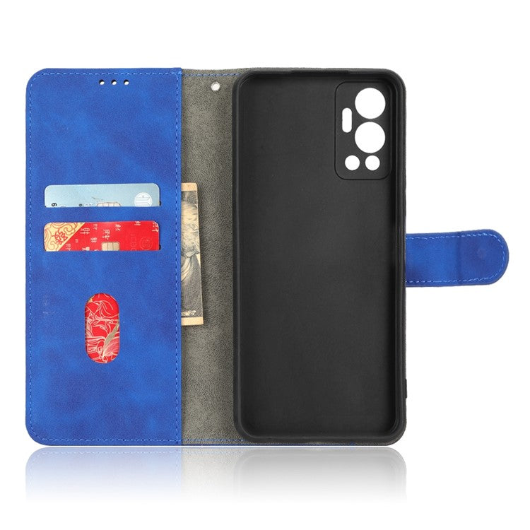 Phone Cover for Infinix Hot 12 4G, Bump Proof Skin-Touch Feeling PU Leather Wallet Case with Stand Feature - Blue