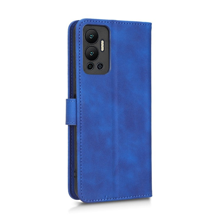 Phone Cover for Infinix Hot 12 4G, Bump Proof Skin-Touch Feeling PU Leather Wallet Case with Stand Feature - Blue