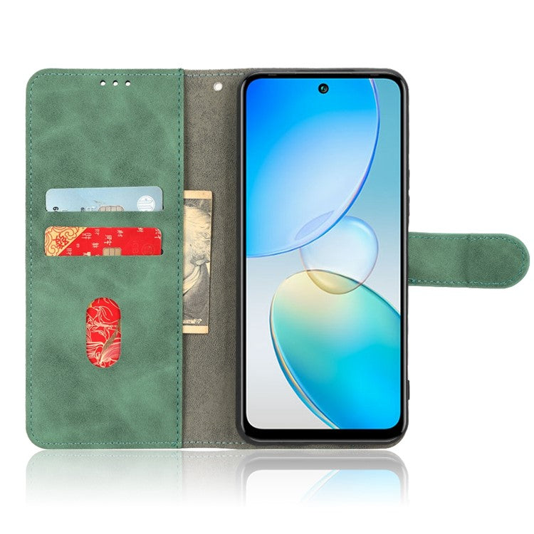 Phone Cover for Infinix Hot 12 4G, Bump Proof Skin-Touch Feeling PU Leather Wallet Case with Stand Feature - Green