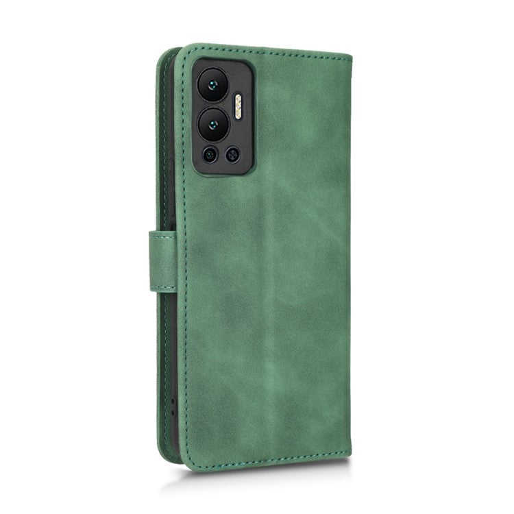 Phone Cover for Infinix Hot 12 4G, Bump Proof Skin-Touch Feeling PU Leather Wallet Case with Stand Feature - Green