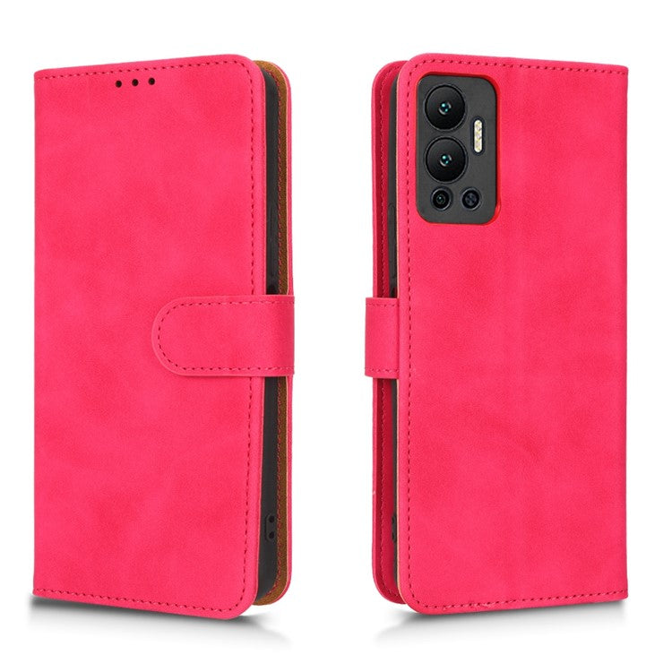 Phone Cover for Infinix Hot 12 4G, Bump Proof Skin-Touch Feeling PU Leather Wallet Case with Stand Feature - Red