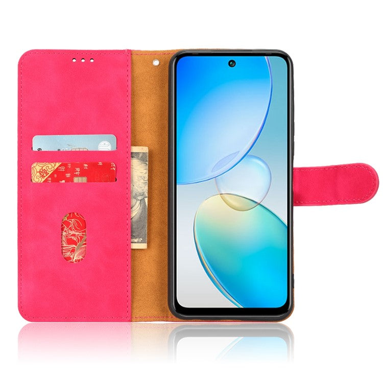 Phone Cover for Infinix Hot 12 4G, Bump Proof Skin-Touch Feeling PU Leather Wallet Case with Stand Feature - Red