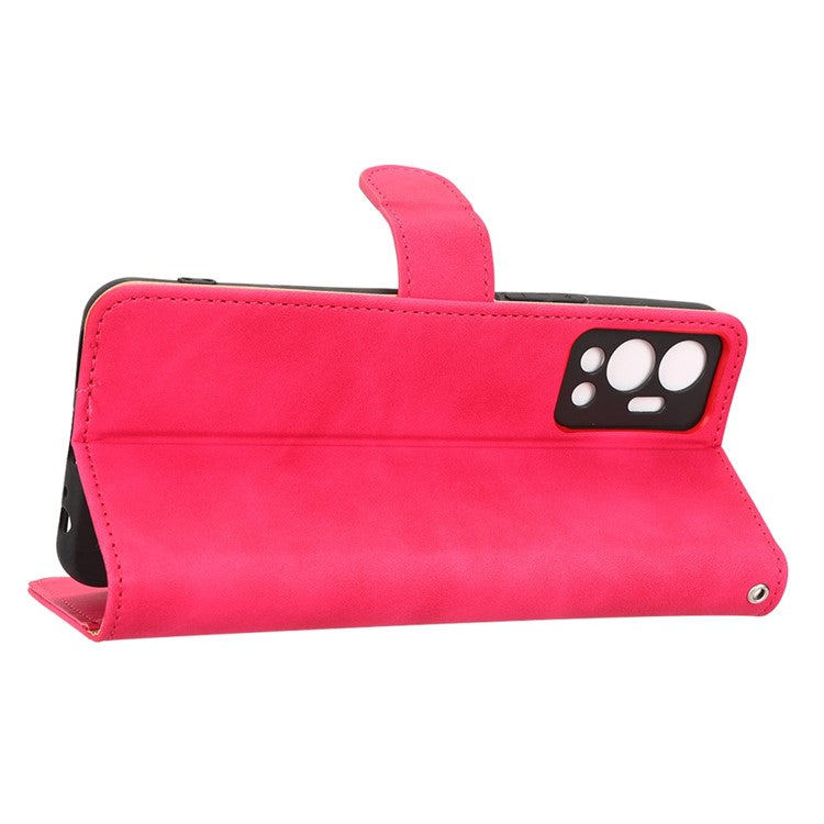 Phone Cover for Infinix Hot 12 4G, Bump Proof Skin-Touch Feeling PU Leather Wallet Case with Stand Feature - Red