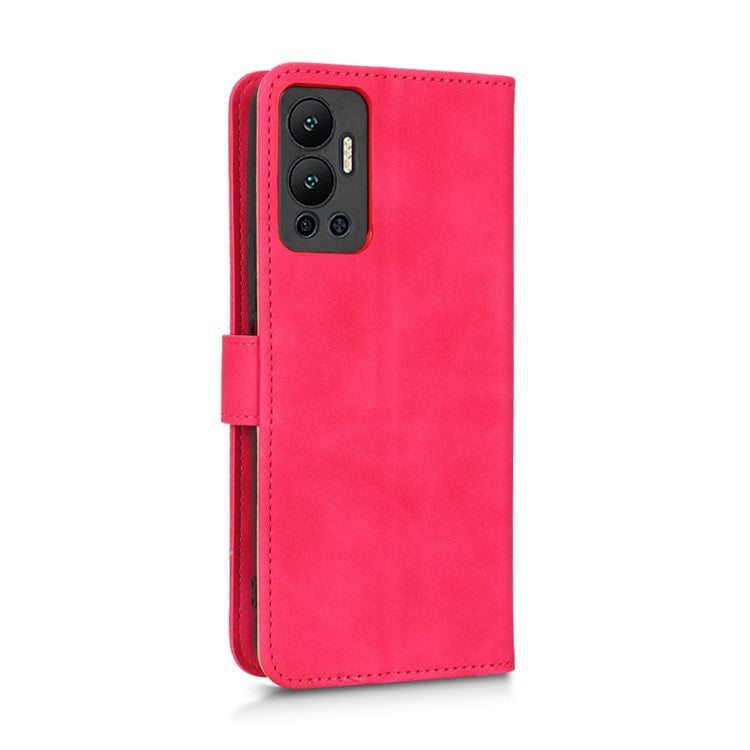 Phone Cover for Infinix Hot 12 4G, Bump Proof Skin-Touch Feeling PU Leather Wallet Case with Stand Feature - Red