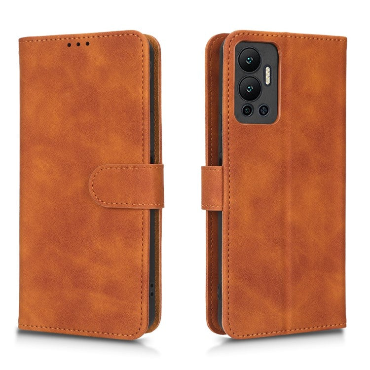 Phone Cover for Infinix Hot 12 4G, Bump Proof Skin-Touch Feeling PU Leather Wallet Case with Stand Feature - Brown