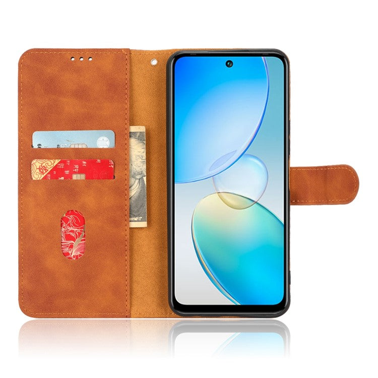 Phone Cover for Infinix Hot 12 4G, Bump Proof Skin-Touch Feeling PU Leather Wallet Case with Stand Feature - Brown