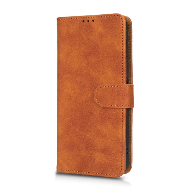 Phone Cover for Infinix Hot 12 4G, Bump Proof Skin-Touch Feeling PU Leather Wallet Case with Stand Feature - Brown