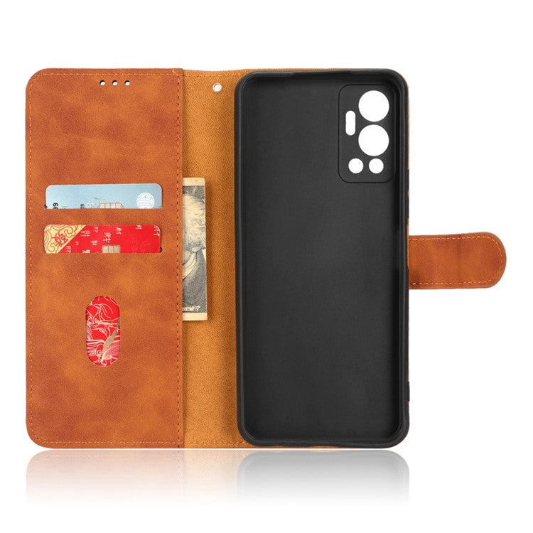 Phone Cover for Infinix Hot 12 4G, Bump Proof Skin-Touch Feeling PU Leather Wallet Case with Stand Feature - Brown
