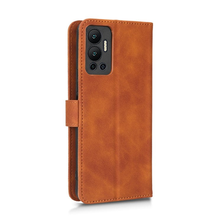 Phone Cover for Infinix Hot 12 4G, Bump Proof Skin-Touch Feeling PU Leather Wallet Case with Stand Feature - Brown