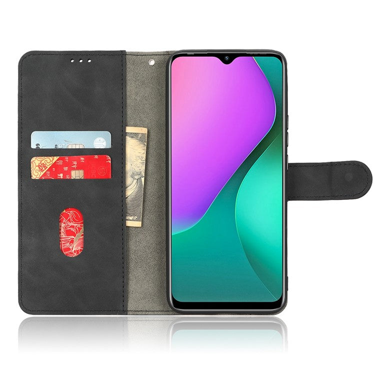 Phone Cover for Infinix Hot 10 Play, Collision Resistant Skin-Touch Feeling PU Leather Wallet Case with Stand Feature - Black