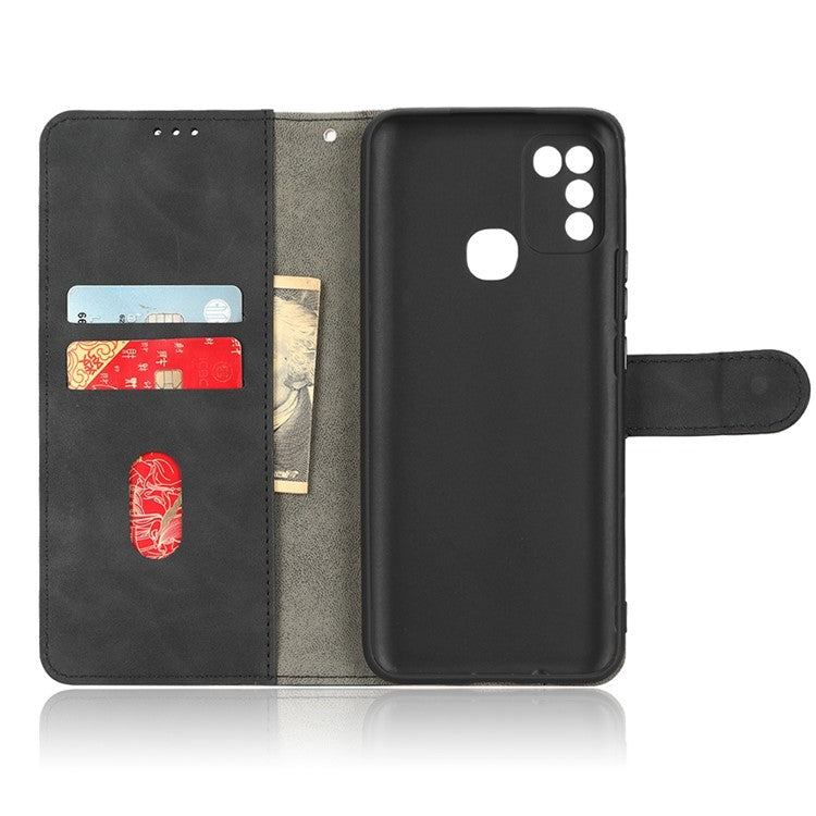 Phone Cover for Infinix Hot 10 Play, Collision Resistant Skin-Touch Feeling PU Leather Wallet Case with Stand Feature - Black