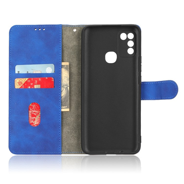 Phone Cover for Infinix Hot 10 Play, Collision Resistant Skin-Touch Feeling PU Leather Wallet Case with Stand Feature - Blue