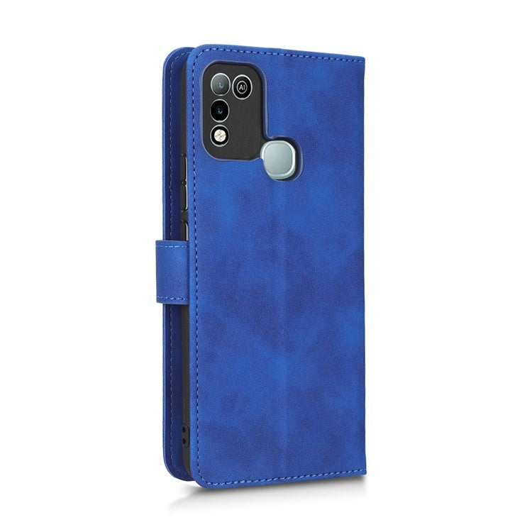 Phone Cover for Infinix Hot 10 Play, Collision Resistant Skin-Touch Feeling PU Leather Wallet Case with Stand Feature - Blue